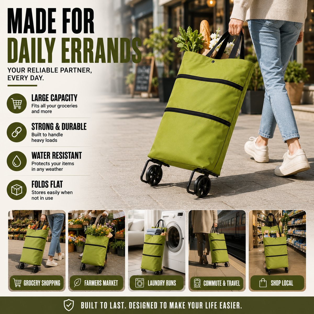 Foldable Wheeled Shopping Hand Cart