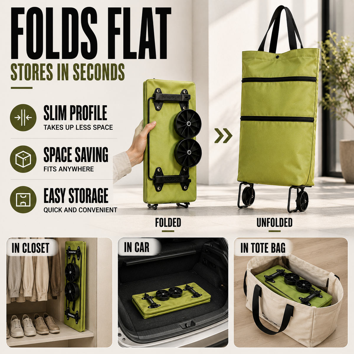 Foldable Wheeled Shopping Hand Cart