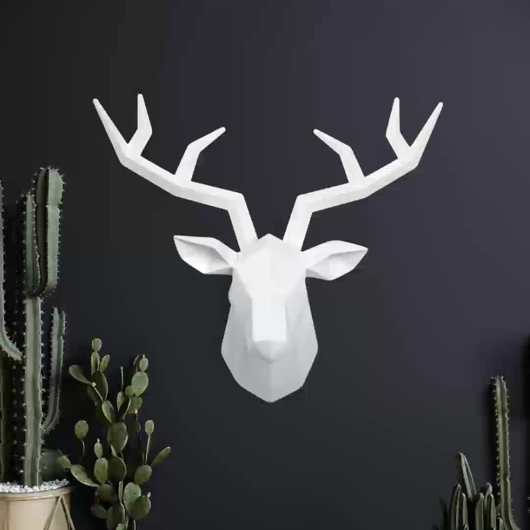Geometric Deer Head Wall Sculpture