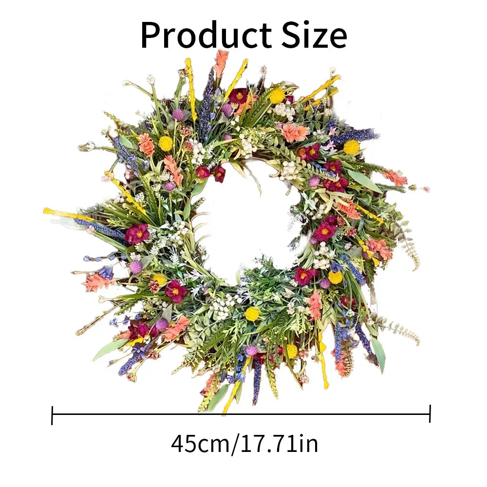 Handcrafted Lifelike Door Wreath with Seasonal Floral Arrangement
