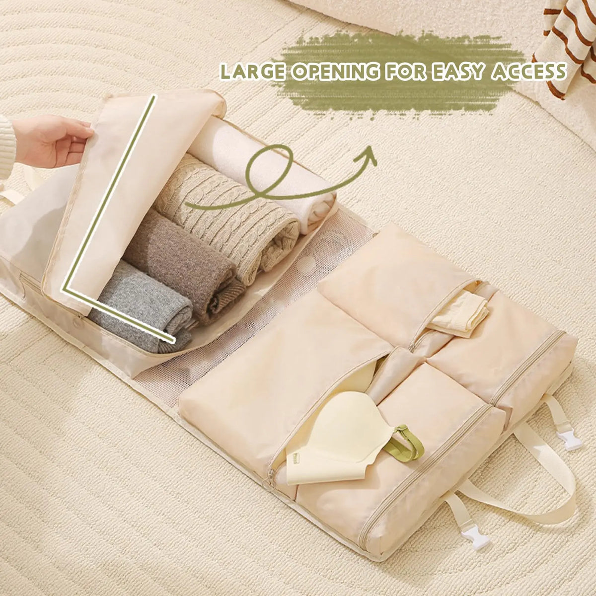 Hanging Travel Bag - Compact, Foldable Organizer with Multiple Compartments