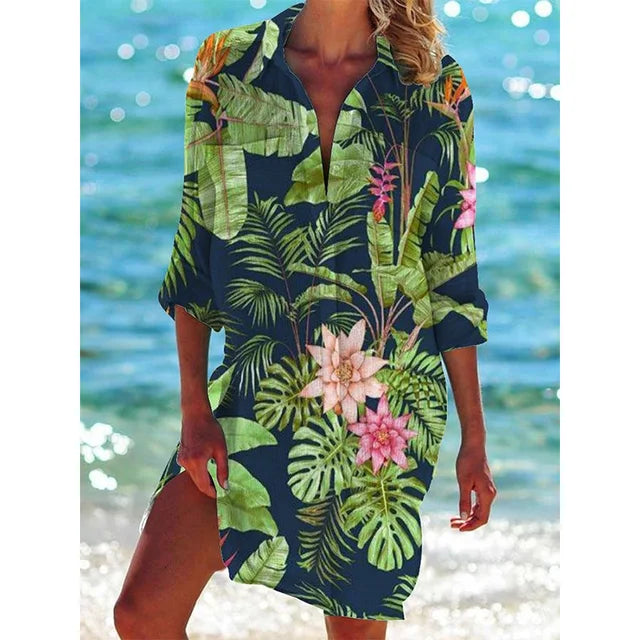 Hawaiian Floral Long Blouse