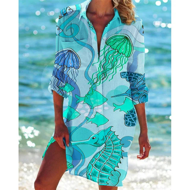 Hawaiian Floral Long Blouse