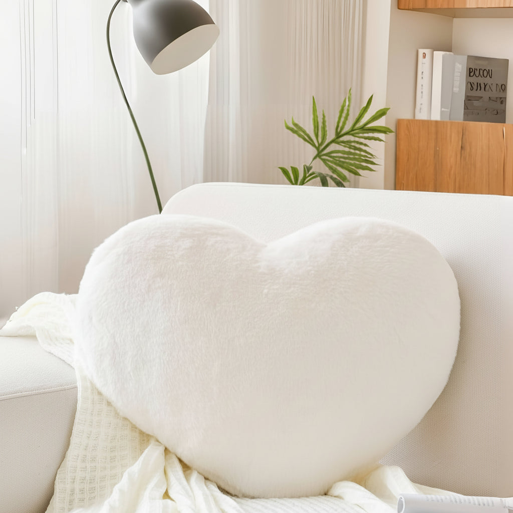 Heart-Shaped Plush Decorative Sofa Throw Pillow