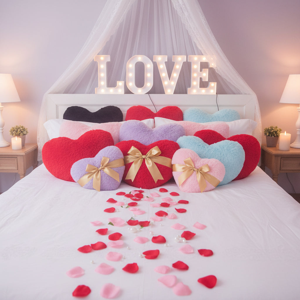 Heart-Shaped Plush Decorative Sofa Throw Pillow