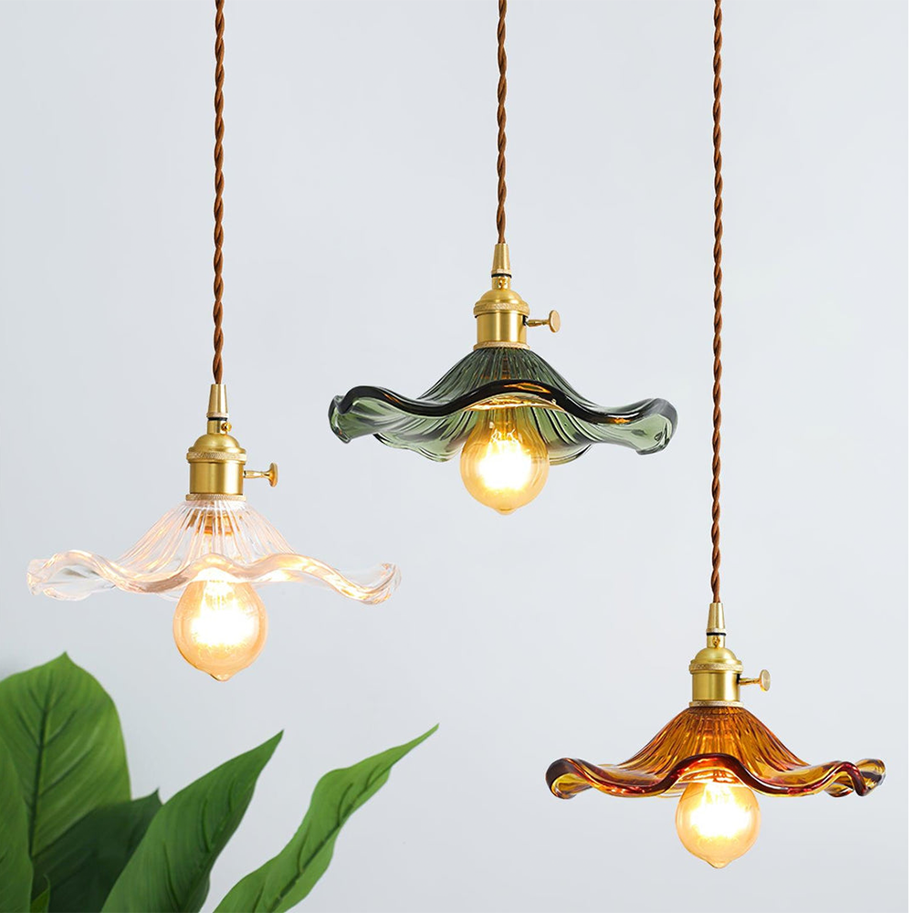 Hibiscus Flower Glass Pendant Light
