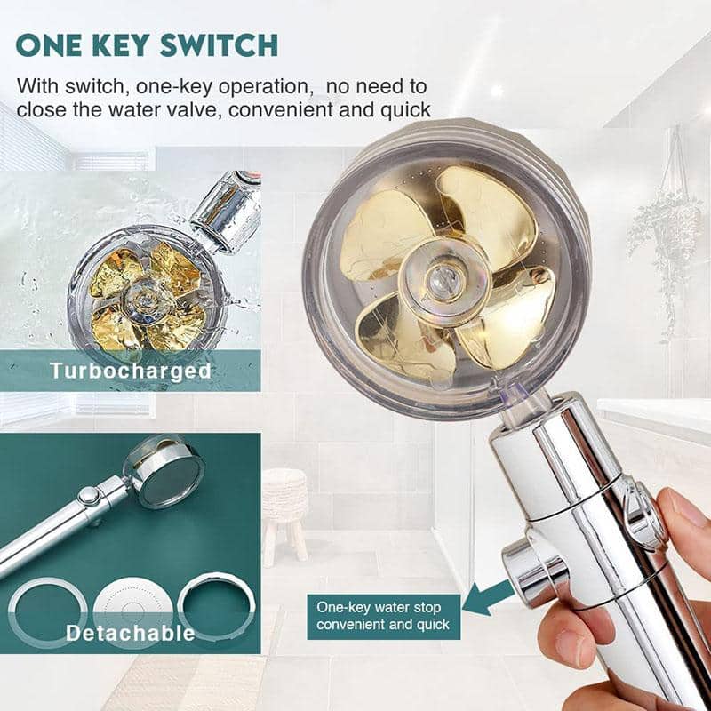 High-Pressure Water-Saving Shower Head with 360° Rotating Design