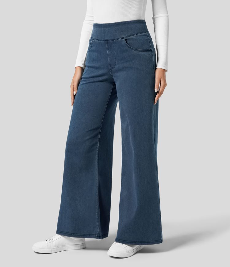 High-Waist Elastic Pants - Stylish & Comfortable