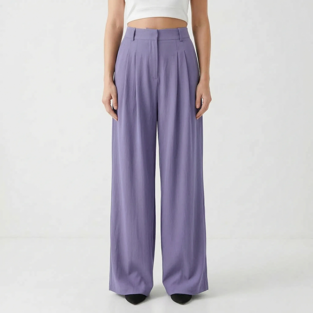 High-Waisted Wide-Leg Trousers