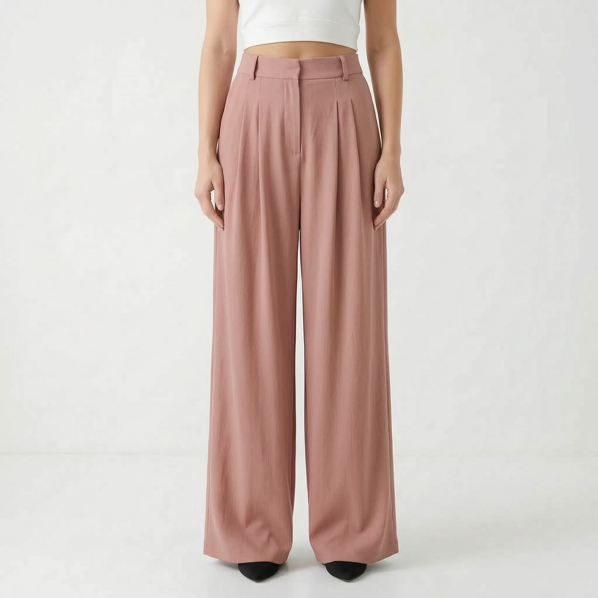 High-Waisted Wide-Leg Trousers