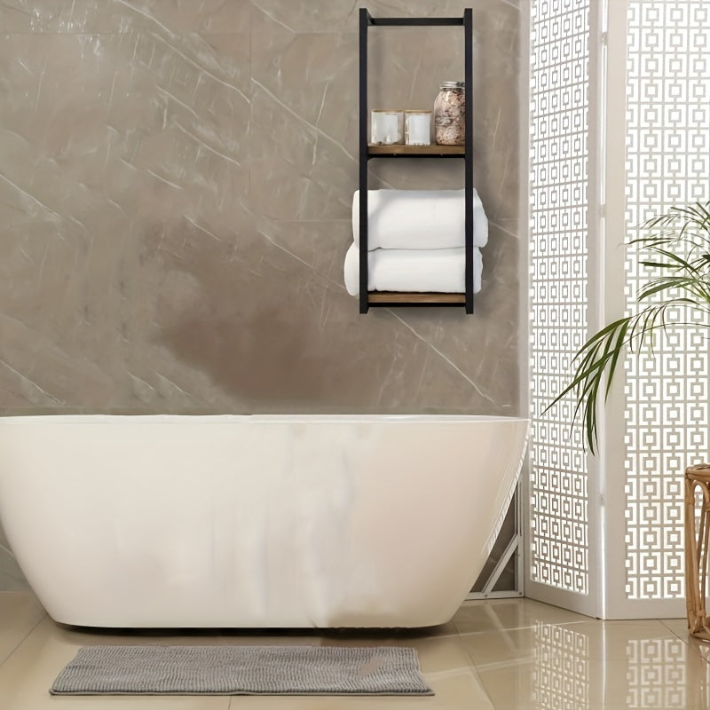 Industrial Towel Rack with Shelves – Elegant and Functional Wall Unit