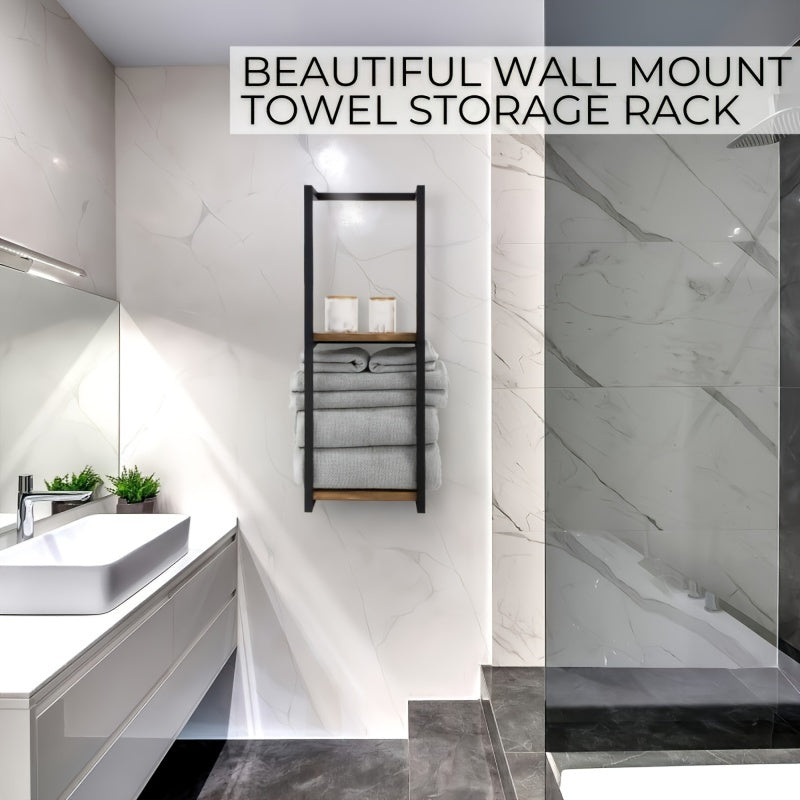 Industrial Towel Rack with Shelves – Elegant and Functional Wall Unit