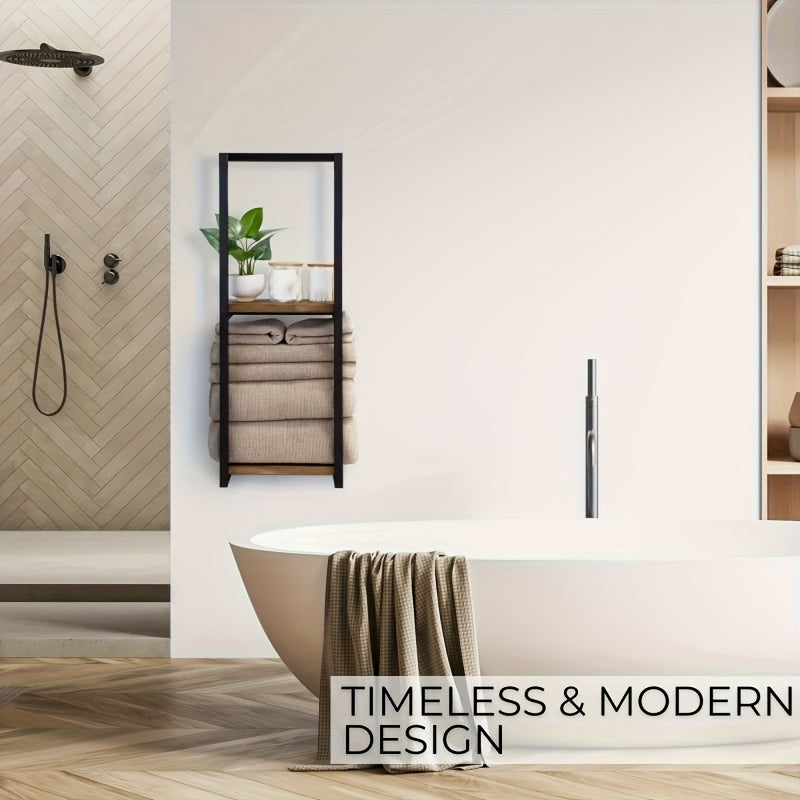 Industrial Towel Rack with Shelves – Elegant and Functional Wall Unit