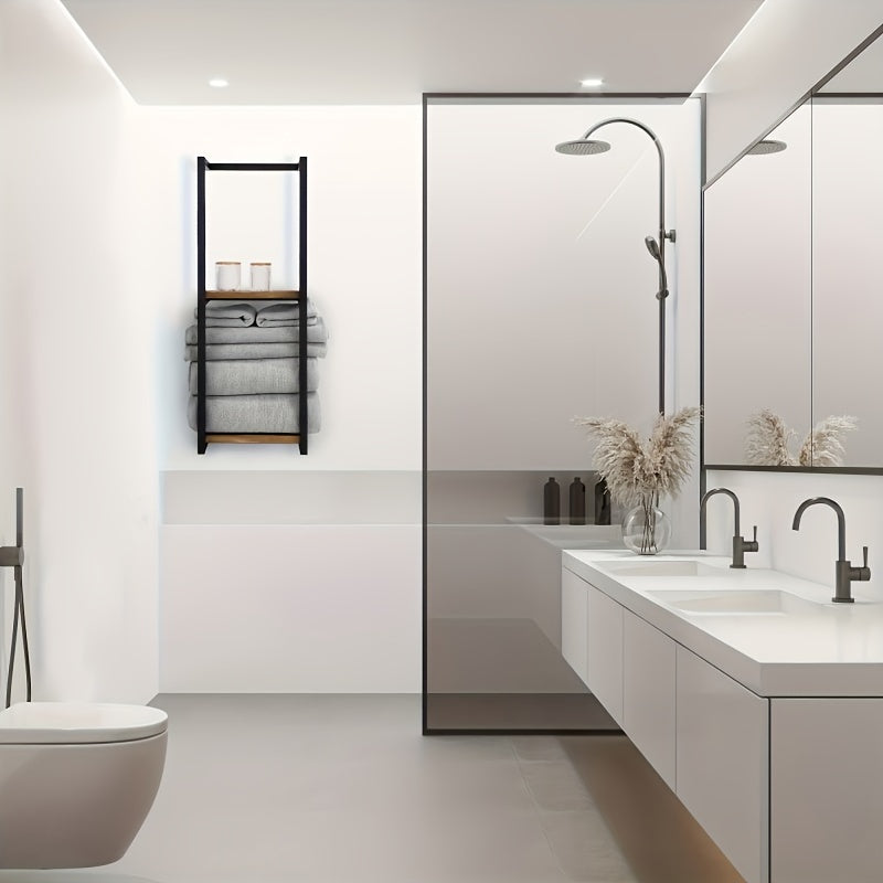 Industrial Towel Rack with Shelves – Elegant and Functional Wall Unit