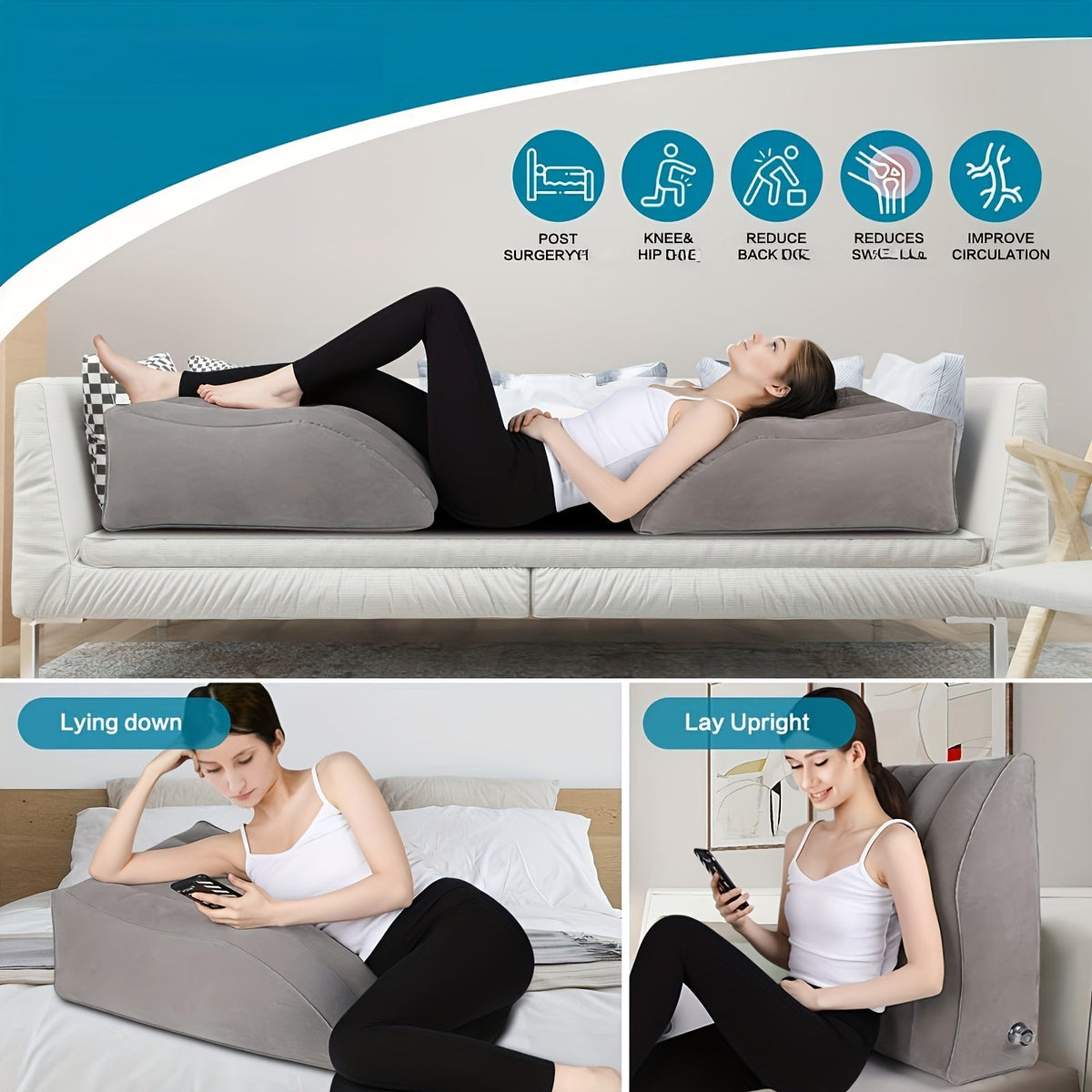 Inflatable Leg Elevation Pillow – For Improved Blood Circulation, Ideal for Sleeping