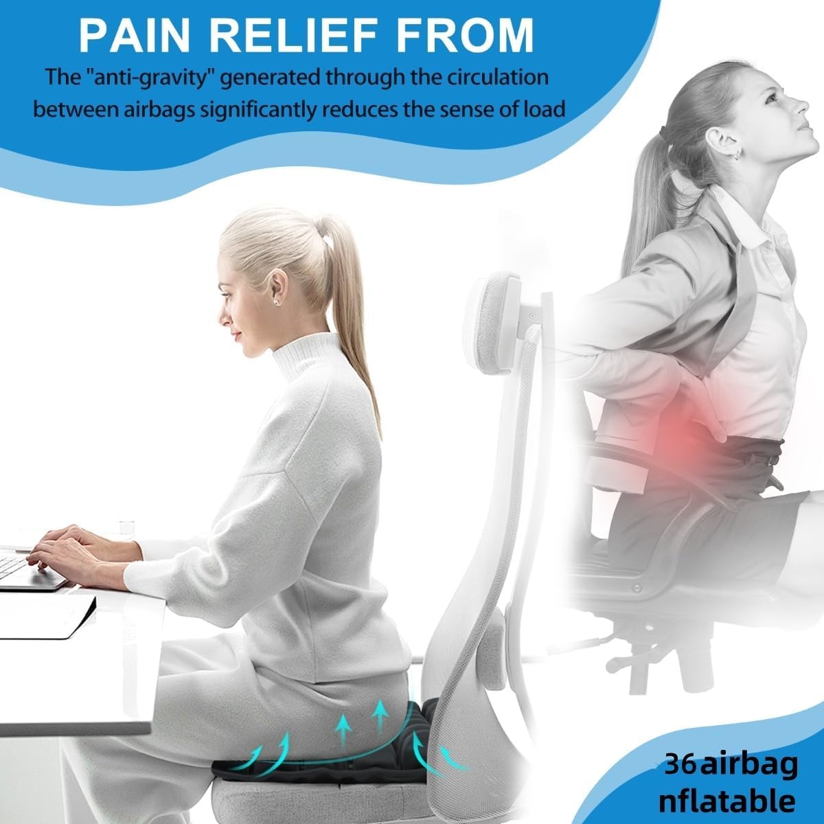 Inflatable Travel Cushion with Ergonomic Pressure Relief