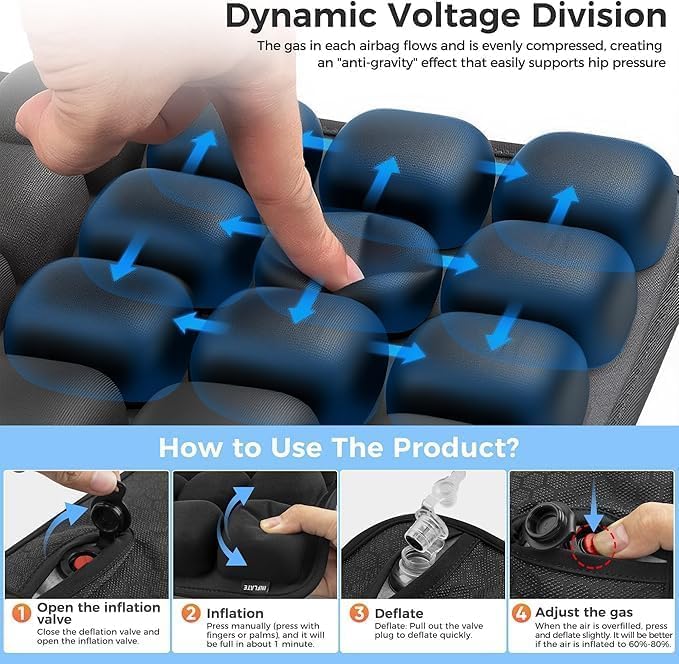 Inflatable Travel Cushion with Ergonomic Pressure Relief