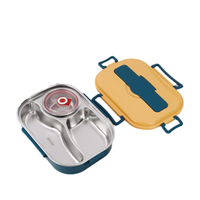 Insulated Stainless Steel Bento Box with 4 Compartments