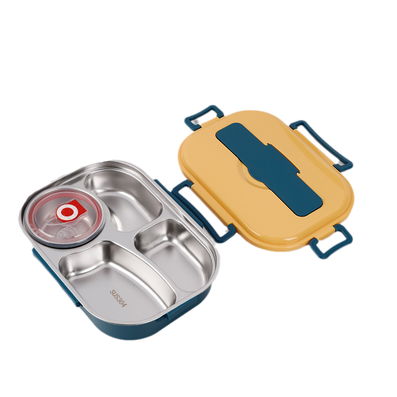 Insulated Stainless Steel Bento Box with 4 Compartments