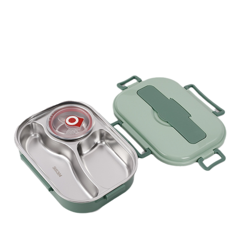 Insulated Stainless Steel Bento Box with 4 Compartments