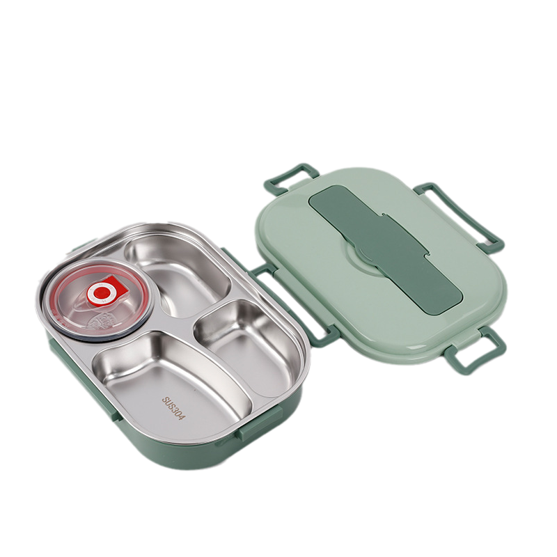 Insulated Stainless Steel Bento Box with 4 Compartments