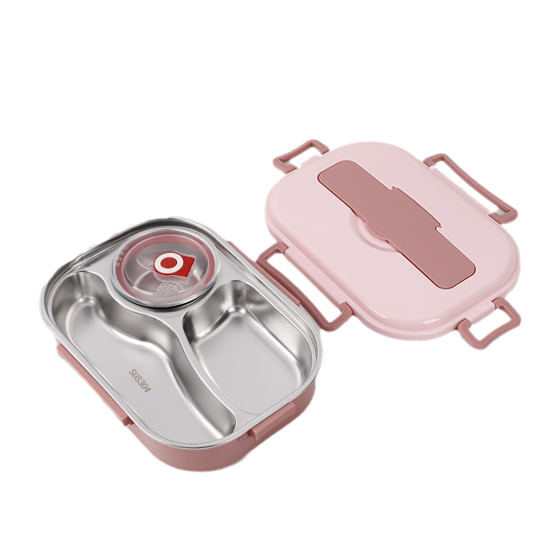 Insulated Stainless Steel Bento Box with 4 Compartments