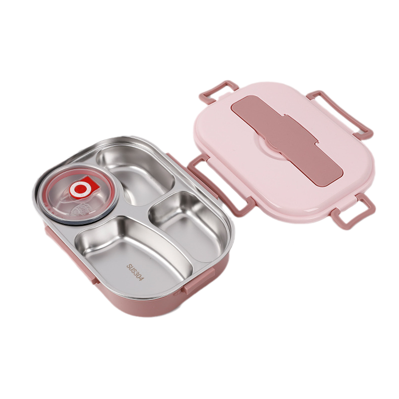 Insulated Stainless Steel Bento Box with 4 Compartments
