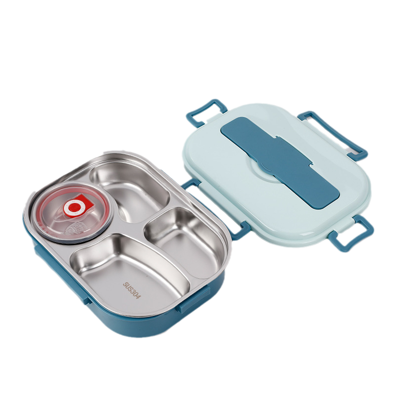 Insulated Stainless Steel Bento Box with 4 Compartments