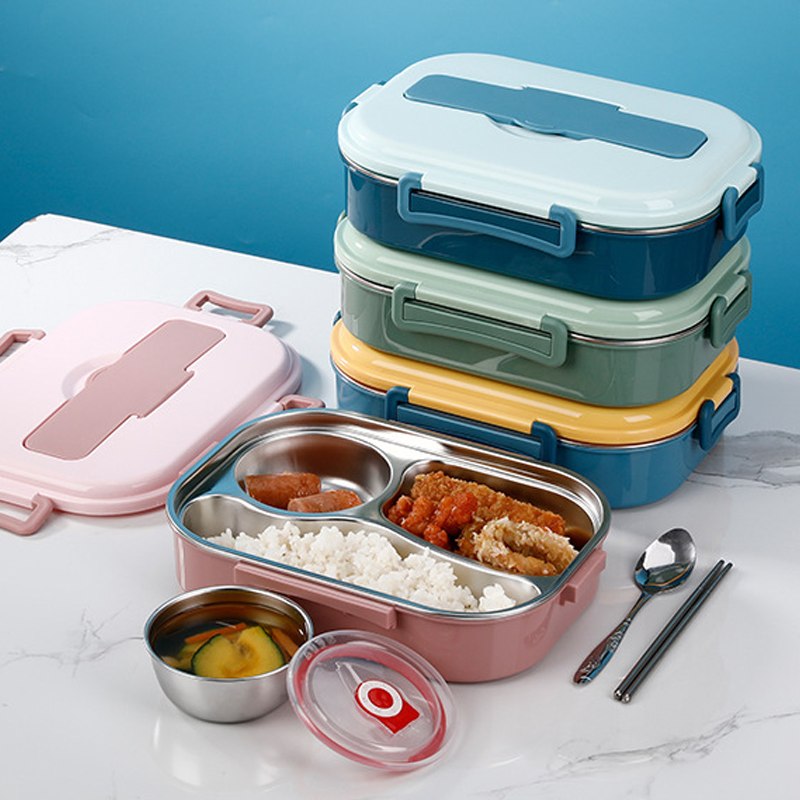 Insulated Stainless Steel Bento Box with 4 Compartments