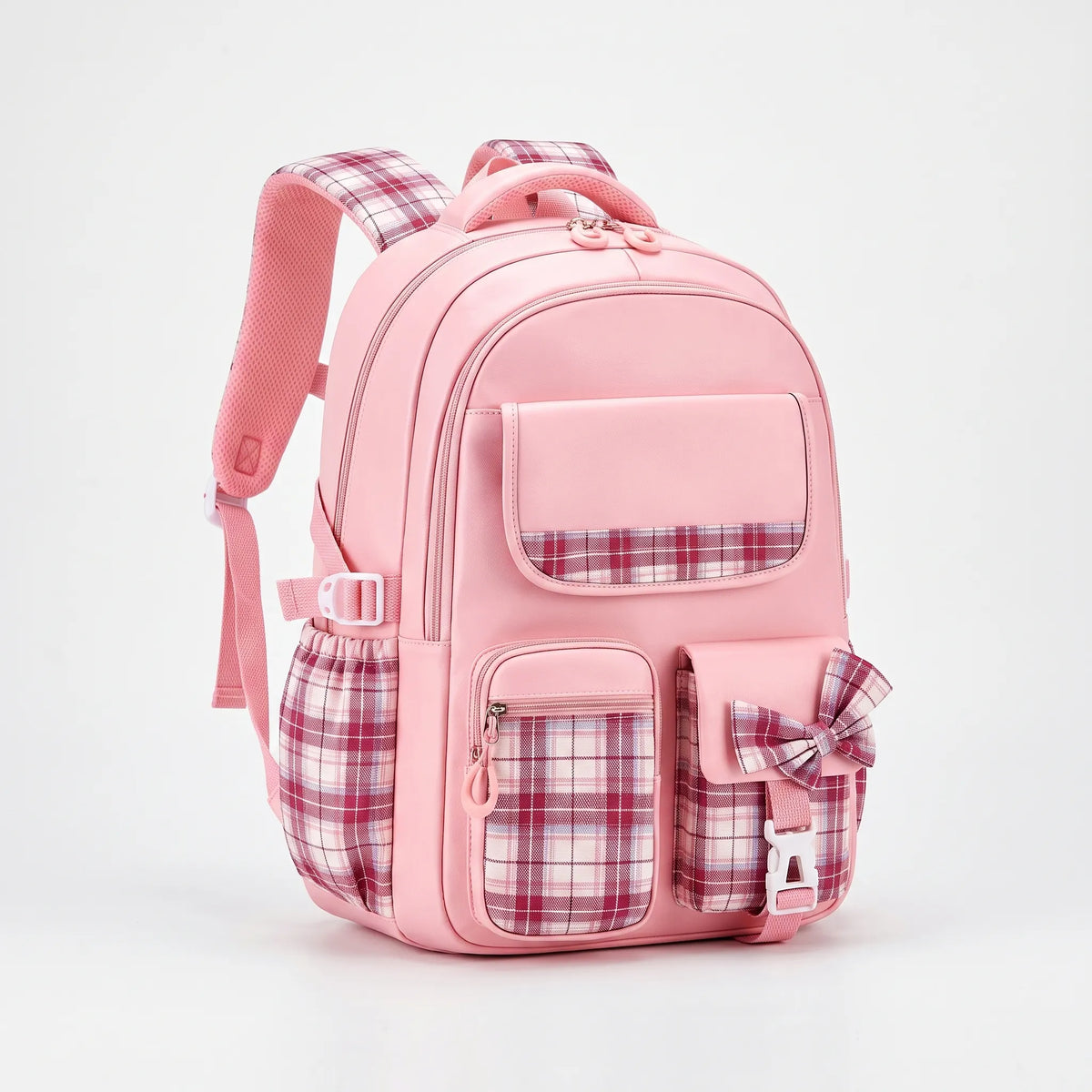 Kids' School Backpack with Plaid Details