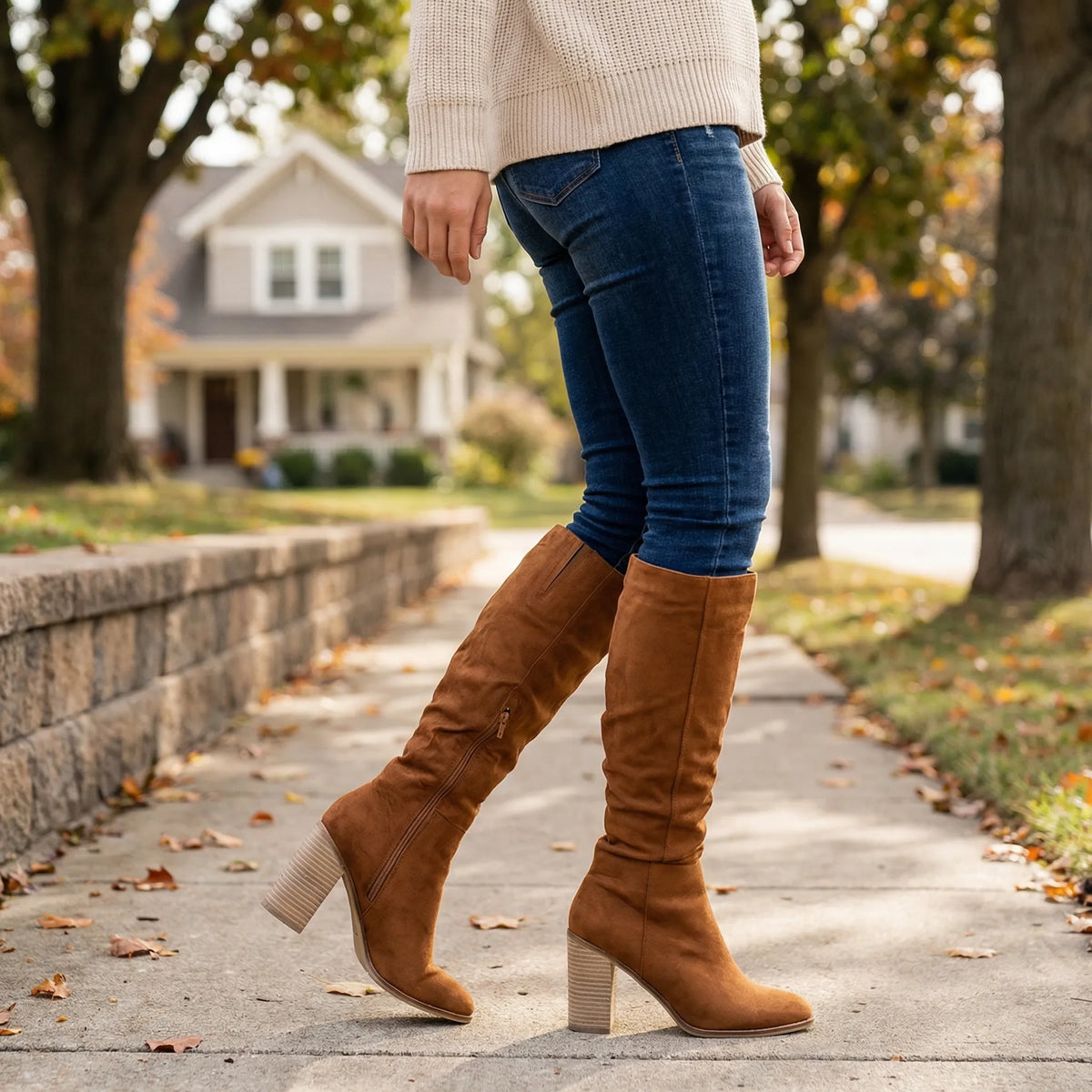 Knee-High Block Heel Boots