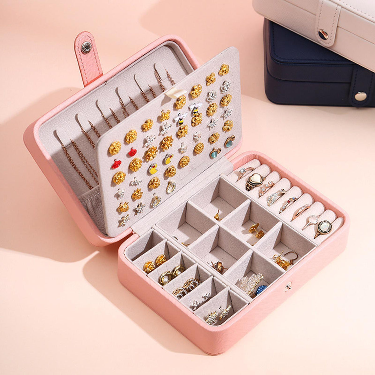 Leather Jewelry Box with Flap Lid - Luxury Storage