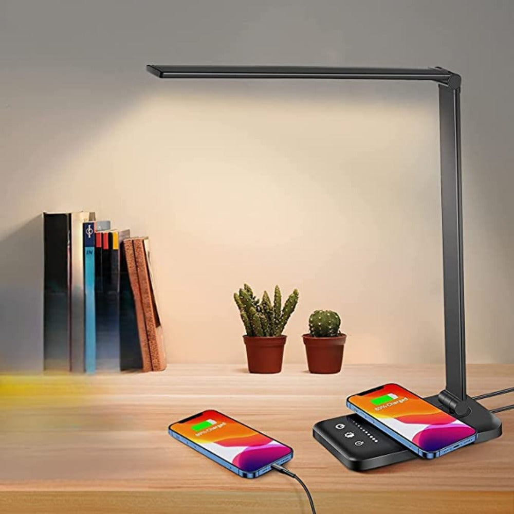 LED Desk and Table Lamp with USB Charging Port, 5 Lighting Modes and Brightness Levels