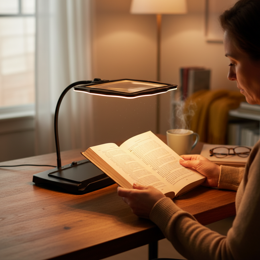 LED Magnifier Desk Lamp with Flexible Arm