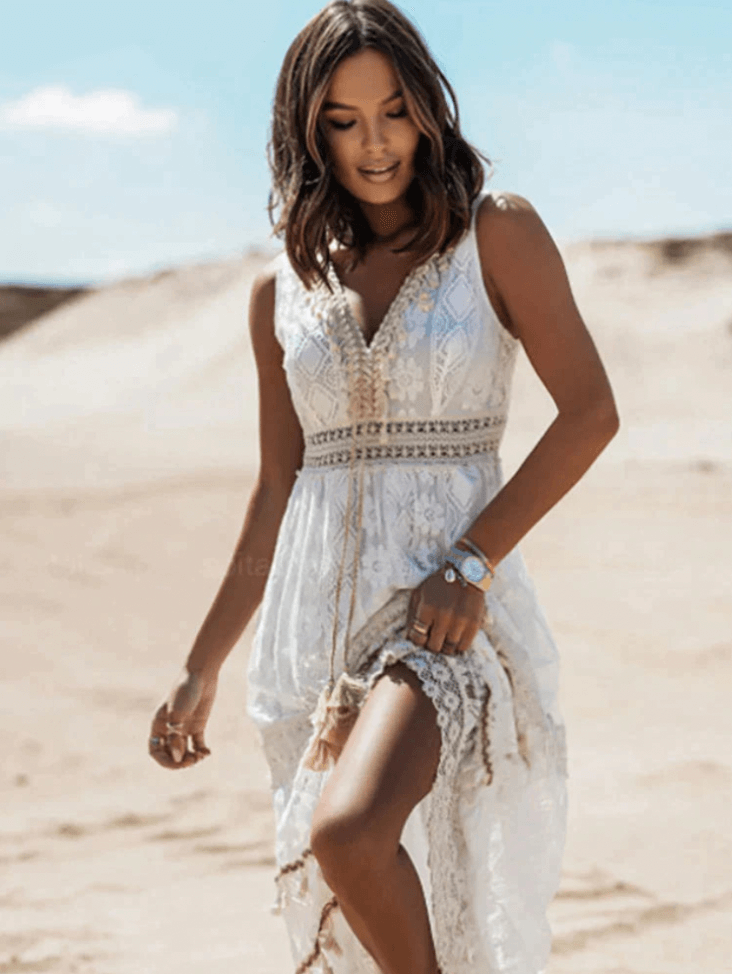 Loose Boho Maxi Dress with Stylish Details