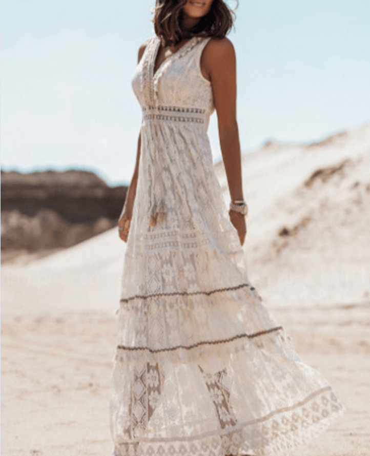 Loose Boho Maxi Dress with Stylish Details