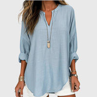 Loose Long-Sleeve Beach Shirt with Elegant Pattern – Breathable and Versatile