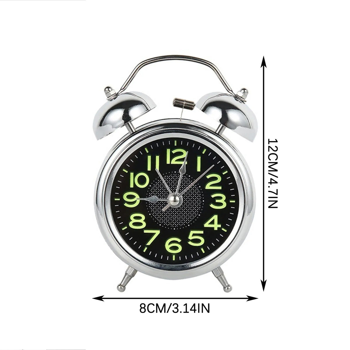 Loud Retro Battery-Operated Dual Bell Alarm Clock with Silent Mechanism for Heavy Sleepers