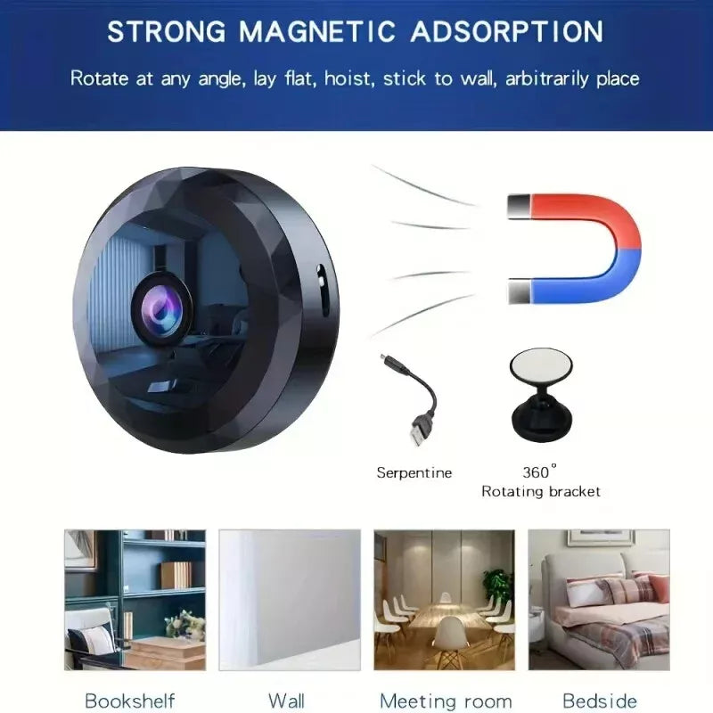 Magnetic Mini WiFi Surveillance Camera - 1080P HD with Night Vision and Motion Sensor