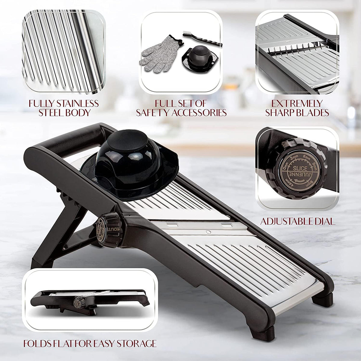 Mandoline Slicer Safety Set with Cut-Resistant Gloves