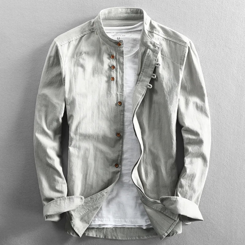 Men's Band Collar Shirt