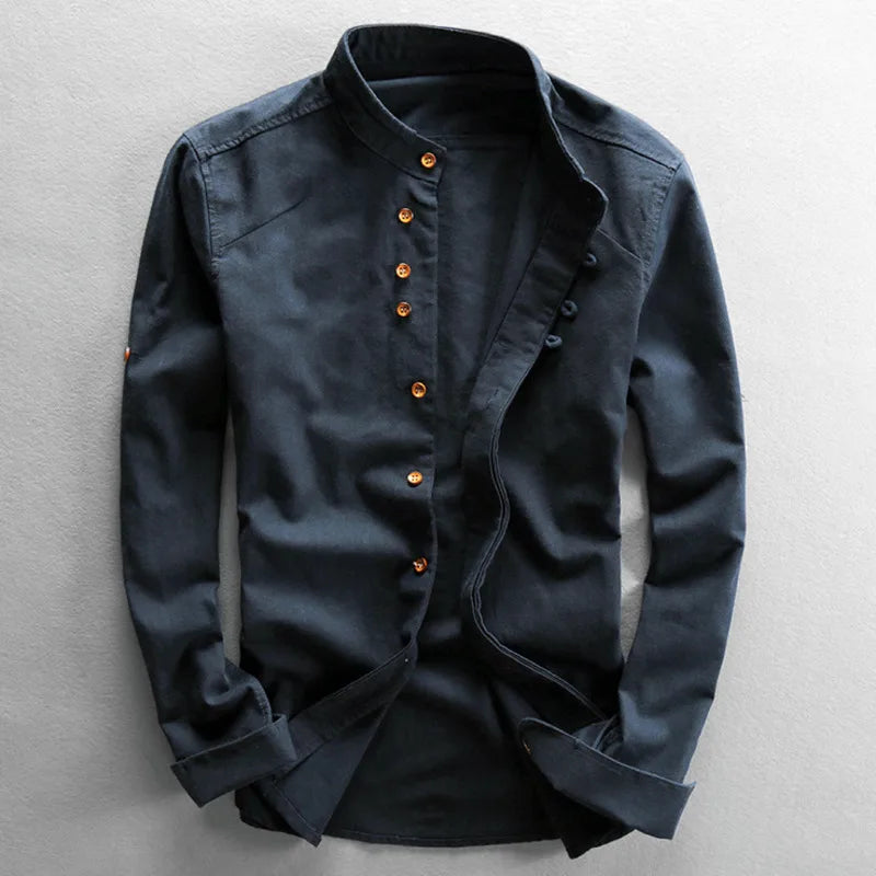 Men's Band Collar Shirt