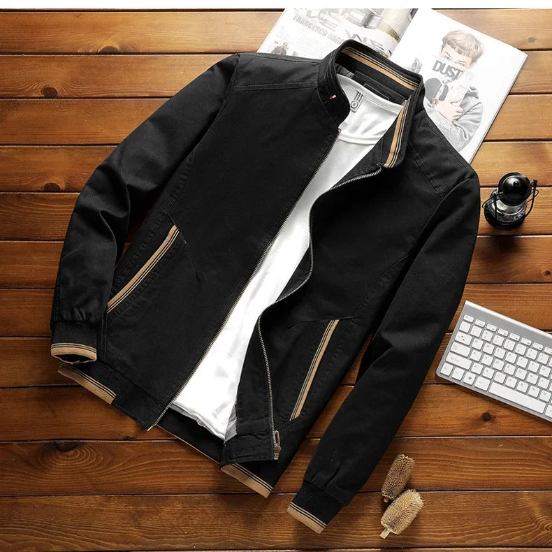 Men's Bomber Jacket with Stand-Up Collar