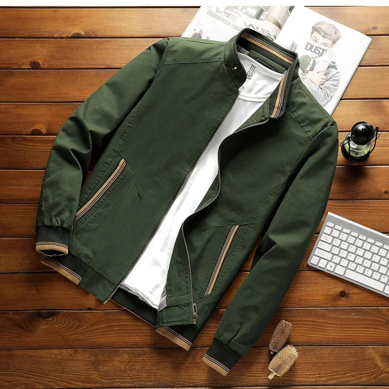 Men's Bomber Jacket with Stand-Up Collar