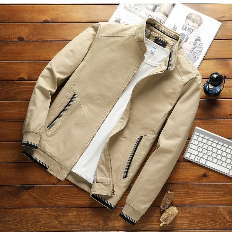 Men's Bomber Jacket with Stand-Up Collar