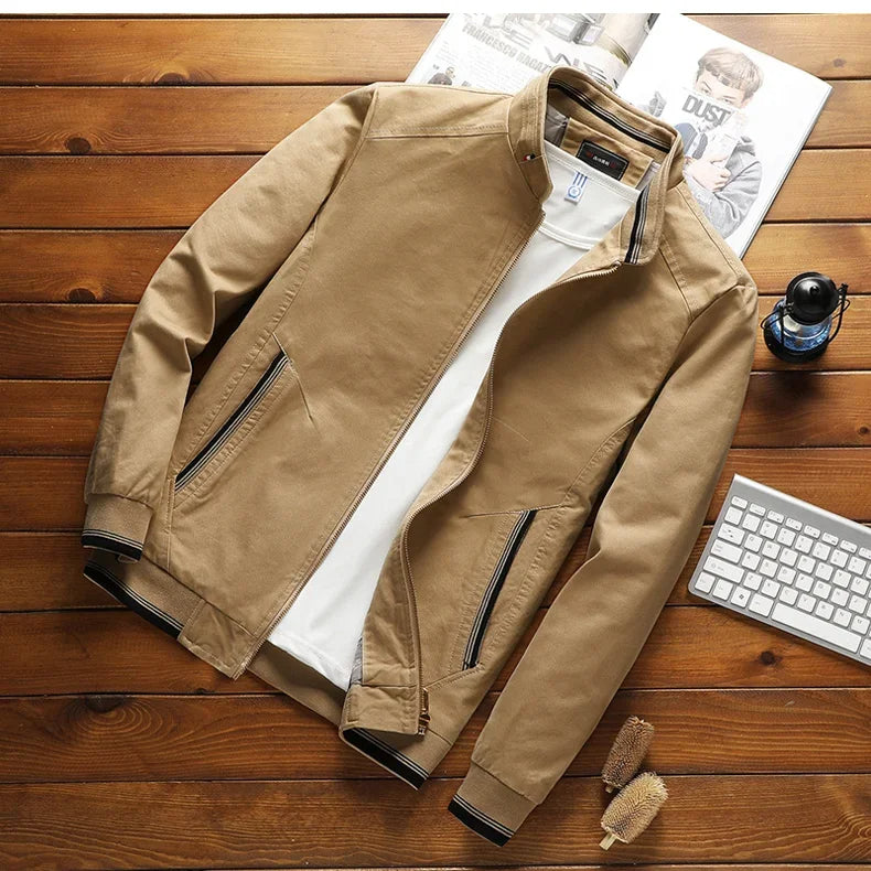 Men's Bomber Jacket with Stand-Up Collar