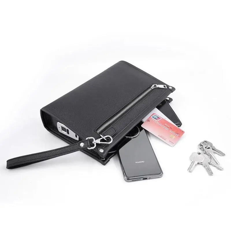 Men's Business Wristlet with Fingerprint Lock – Black