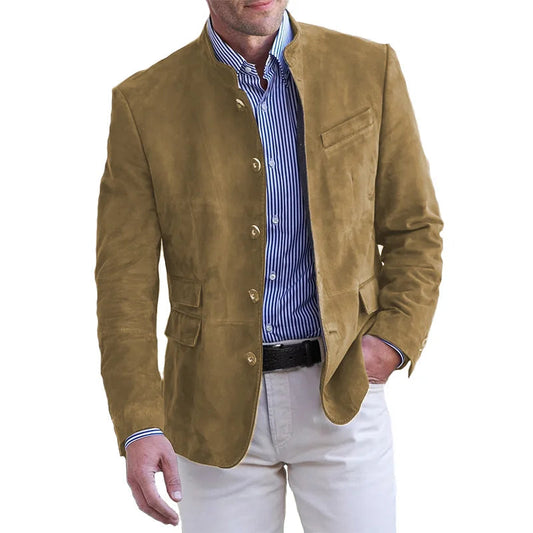 Men's Button-Front Jacket in Modern Design with Pockets