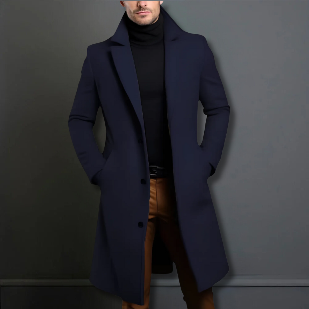 Men's Classic Tailored Overcoat - Navy, Black & Beige