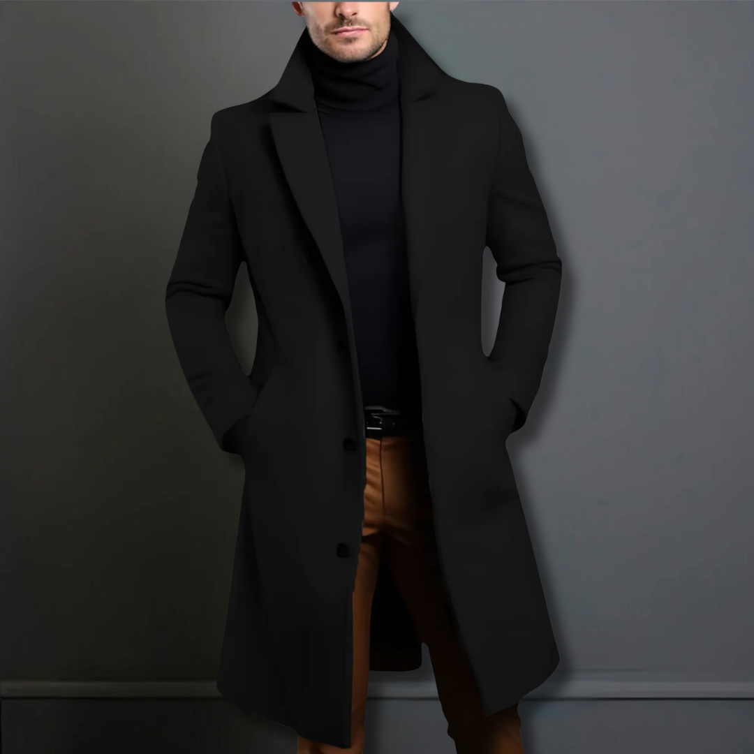 Men's Classic Tailored Overcoat - Navy, Black & Beige